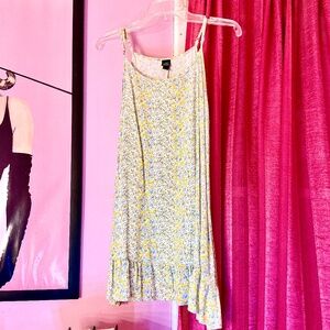 Wild Fable High Low Floral Baby Doll Mini Dress Yellow Monochrome Women’s Medium